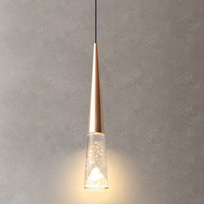 Light Luxury Minimalist Crystal Hardware Pillar LED Pendant Light