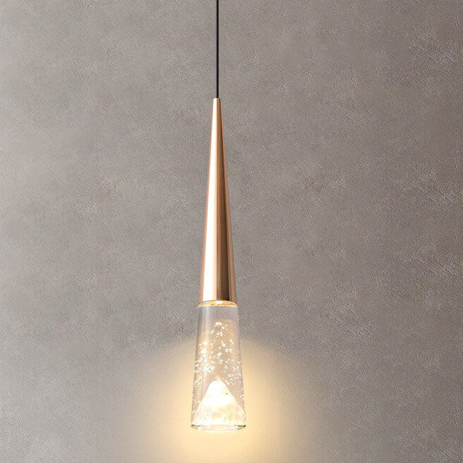 Light Luxury Minimalist Crystal Hardware Pillar LED Pendant Light