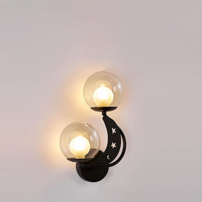 Nordic Creative Glass Globe Lampshade Moon Star Decoration Design 2-Light Wall Sconce Lamp