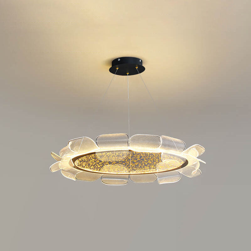 Modern Light Luxury Acrylic Flower Petal Round LED Chandelier