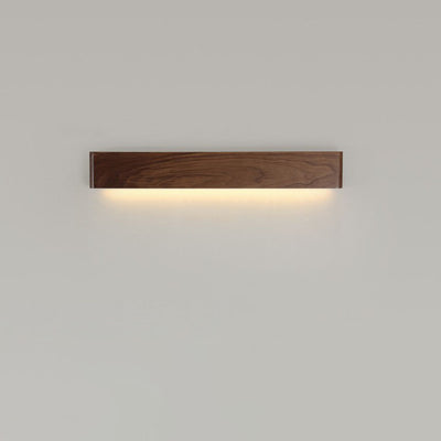 Minimalist Chinese Walnut Rectangular LED Wall Sconce Lamp