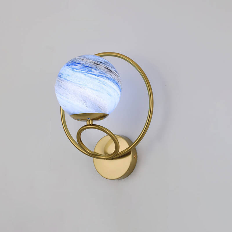 Nordic Creative Circle Planet Glass Iron Applique Murale 1 Lumière 