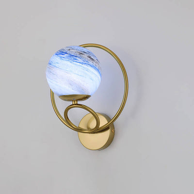 Nordic Creative Circle Planet Glass Iron 1-Light Wall Sconce Lamp