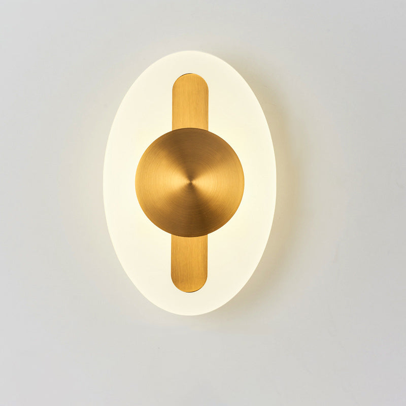 Modern Minimalist Square Oval Geometric Acrylic Stainless Steel LED Wall Sconce Lamp