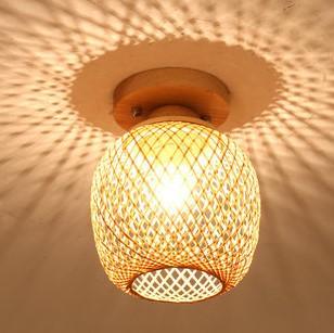 Modern Minimalist Creative Bamboo Weaving Flush Mount Ceiling Lamp