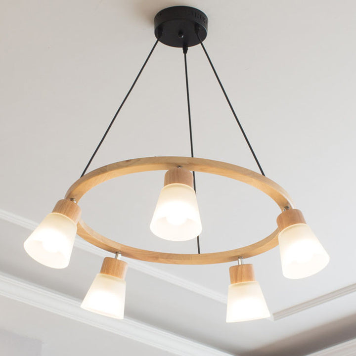 Nordic Minimalist Solid Wood Bird 3/5-Light Chandelier
