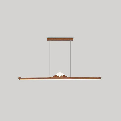 Nordic Retro Black Walnut Solid Wood Long Strip LED Island Light Chandelier