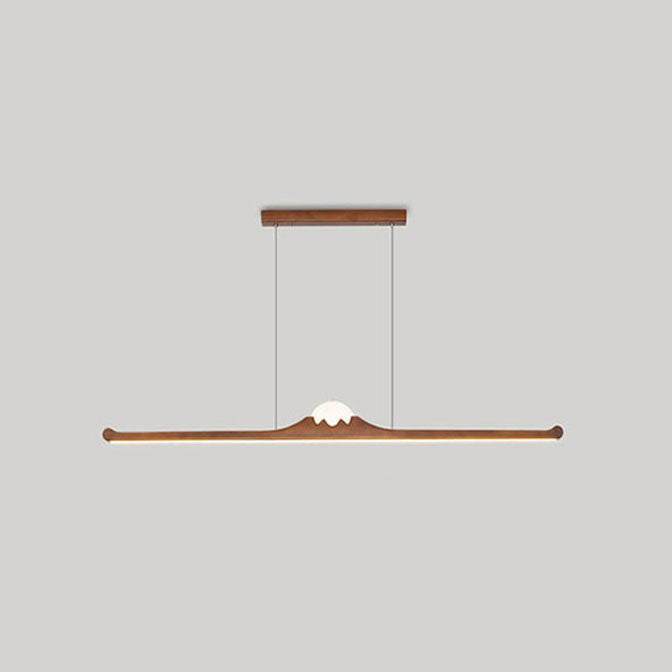 Nordic Retro Black Walnut Solid Wood Long Strip LED Island Light Chandelier