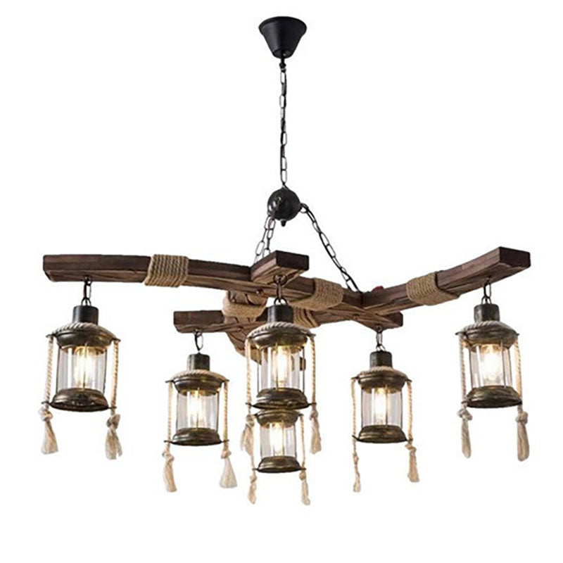 Industry Vintage Wooden Iron 3/6-Light Chandelier