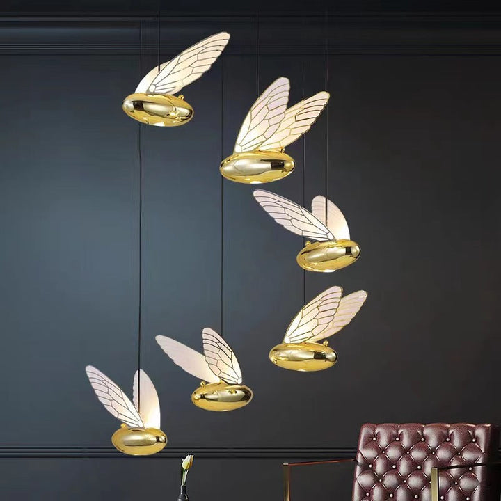 Zeitgenössische Luxus Acryl Harz Biene Form LED Pendelleuchte für Wohnzimmer 