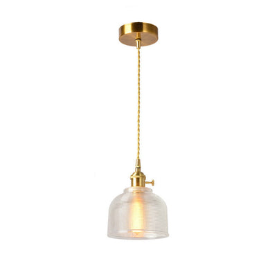 Japanese Vintage Brass Glass 1-Light Pendant Light