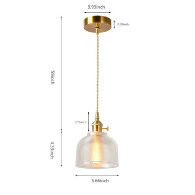 Japanese Vintage Brass Glass 1-Light Pendant Light