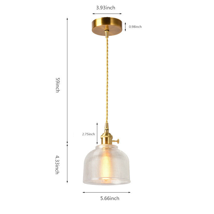 Japanese Vintage Brass Glass 1-Light Pendant Light