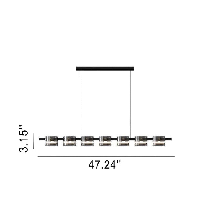 Modern Minimalist Glass Cylindrical Shade Bar LED Chandelier