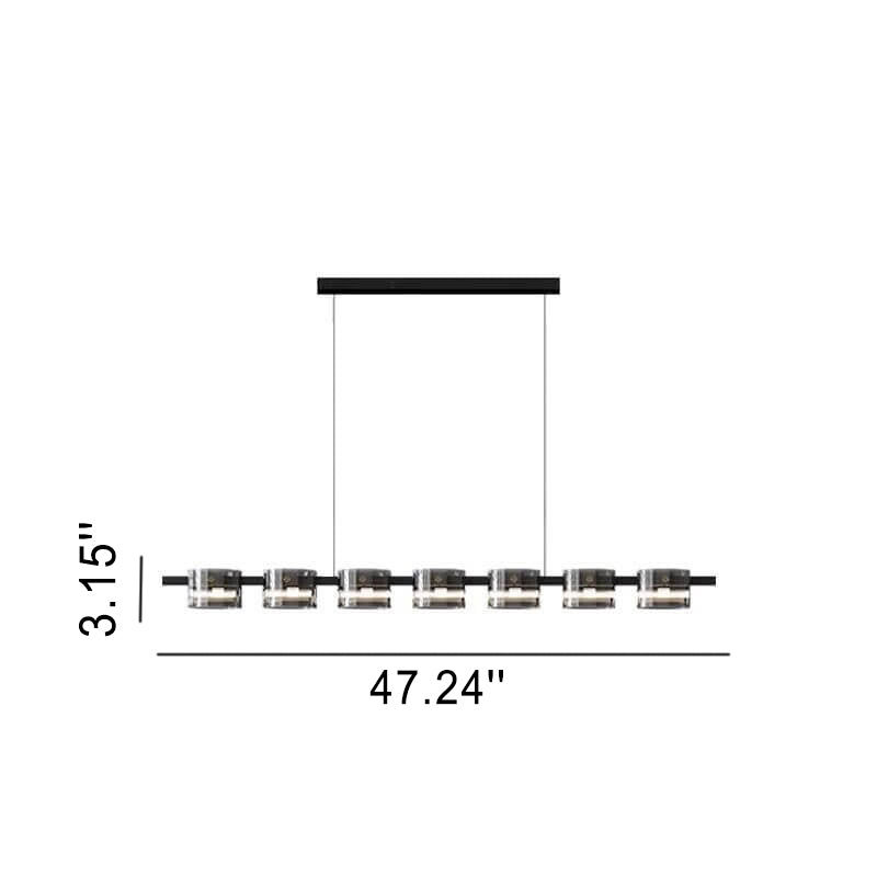 Moderner, minimalistischer LED-Kronleuchter aus Glas mit zylindrischem Lampenschirm 