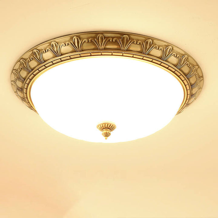 Plafonnier circulaire moderne imitation marbre tout en cuivre à 1 lumière 