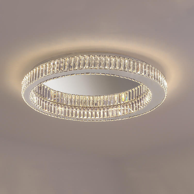 Éclairage de plafond LED en cristal moderne rond à montage affleurant 