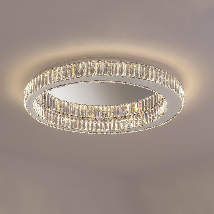 Éclairage de plafond LED en cristal moderne rond à montage affleurant 