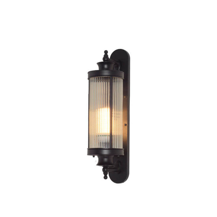 Lampe murale moderne chinoise cylindrique en verre et fer pour extérieur, 1 lumière, étanche 