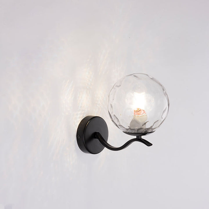 Lámpara de Aplique de Pared de 1 Luz con Pantalla Esférica de Vidrio y Soporte de Hierro de Lujo 