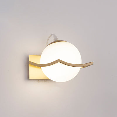Modern Minimalist Glass Orb Iron Frame 1-Light Wall Sconce Lamp