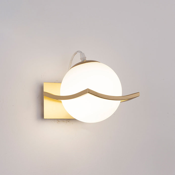 Modern Minimalist Glass Orb Iron Frame 1-Light Wall Sconce Lamp