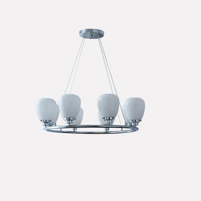 Nordic White Glass Magic Bean Circle Ring 1/3/5/8 Light Chandelier