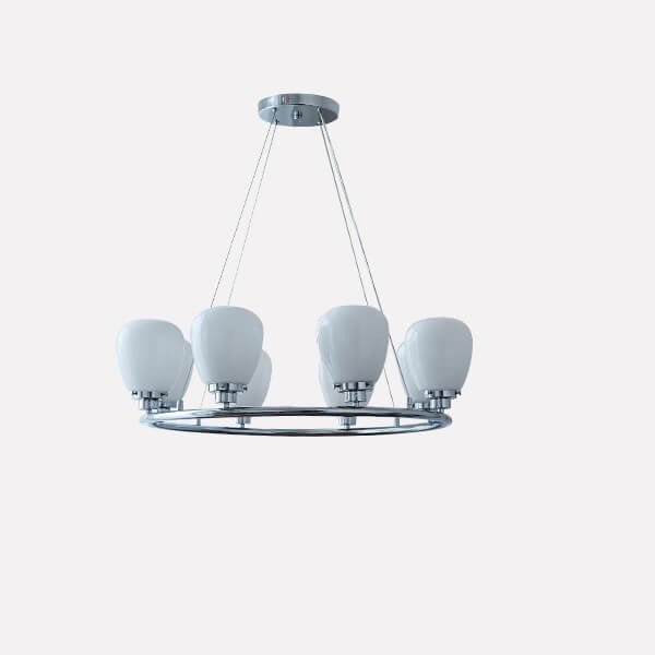 Nordic White Glass Magic Bean Circle Ring 1/3/5/8 Light Chandelier