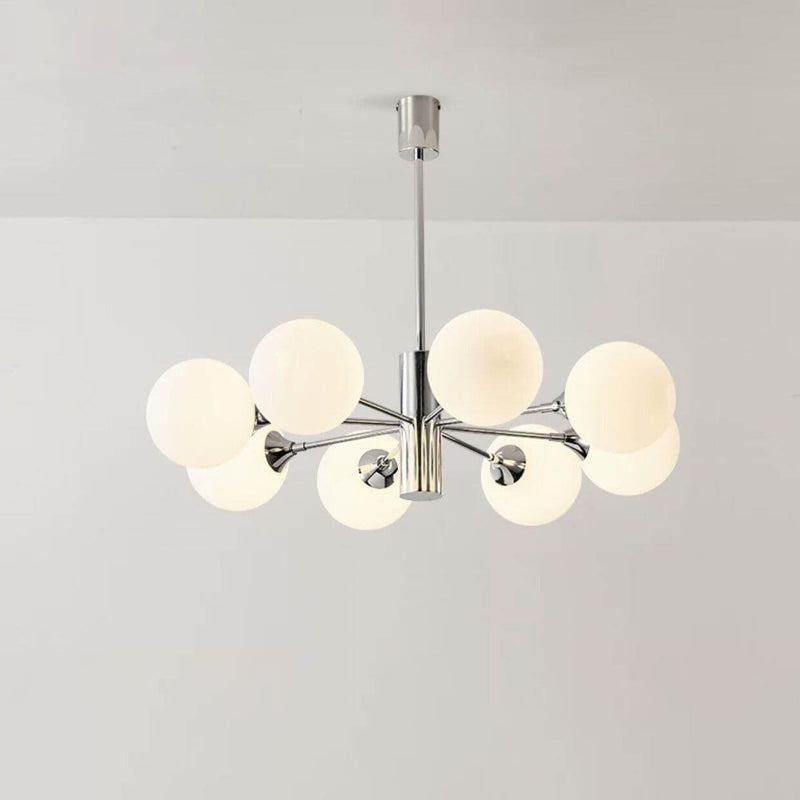 Modern Light Luxury White Round Ball Glass Iron 3/5/8-Light Chandelier