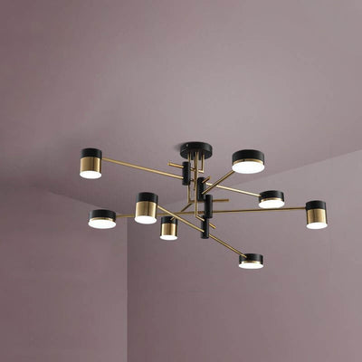 Modern Minimalist Black Gold Balanced 4-8 Light Semi-Flush Mount Light