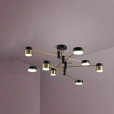 Modernes, minimalistisches, schwarzgoldenes, ausgewogenes 4-8-Licht-Halbbündig-Einbaulicht 