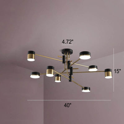 Modern Minimalist Black Gold Balanced 4-8 Light Semi-Flush Mount Light