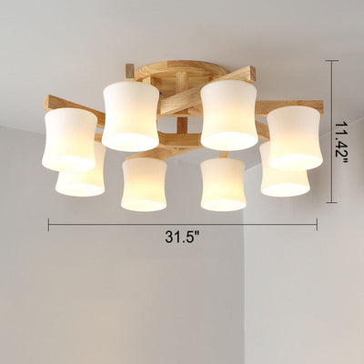 Nordic Simple Log Glass Cylinder Shade 3/5/8 Light Semi-Flush Mount Deckenleuchte