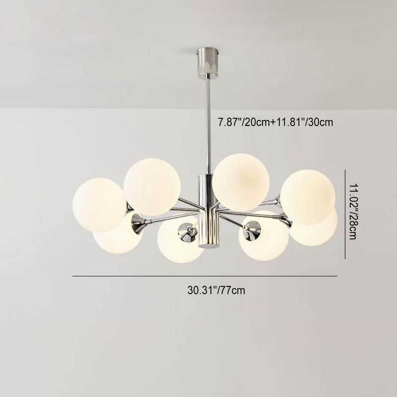 Modern Light Luxury White Round Ball Glass Iron 3/5/8-Light Chandelier