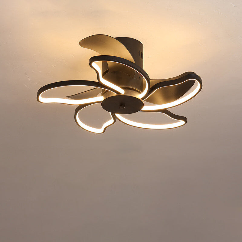 Nordic Minimalist Petal Shaped LED Semi-Flush Mount Ceiling Fan Light