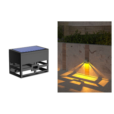 Simple Solar Square Skeleton LED Outdoor Fence Wall Sconce Lamp