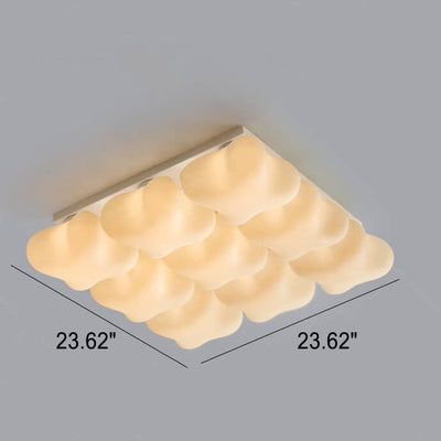 Modern Minimalist Square Stereo Milk White Acrylic Iron LED Flush Mount Ceiling Light