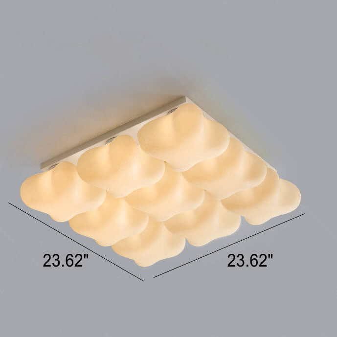 Modern Minimalist Square Stereo Milk White Acrylic Iron LED Flush Mount Ceiling Light