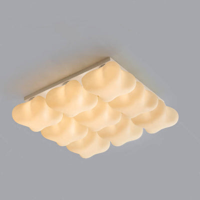 Modern Minimalist Square Stereo Milk White Acrylic Iron LED Flush Mount Ceiling Light