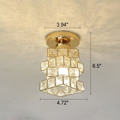 Nordic Luxury Crystal Magic Square Gold 1-Light Semi-Flush Mount Deckenleuchte