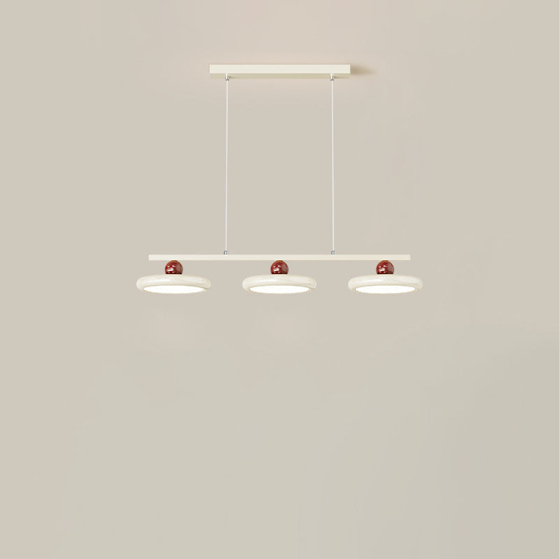 Zeitgenössische Nordic Creme Fliegende Untertasse Glas Schatten LED Insel Licht Kronleuchter Für Wohnzimmer 