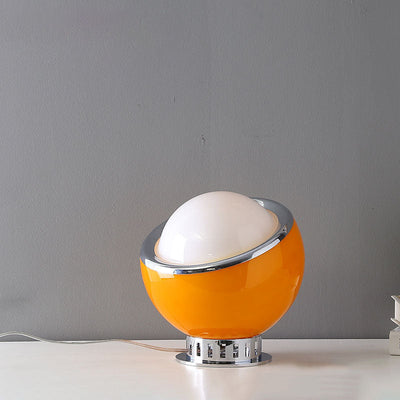 Lampe de table à 1 lumière en verre et fer à tête ronde moderne et colorée 