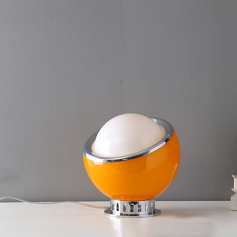 Lampe de table à 1 lumière en verre et fer à tête ronde moderne et colorée 