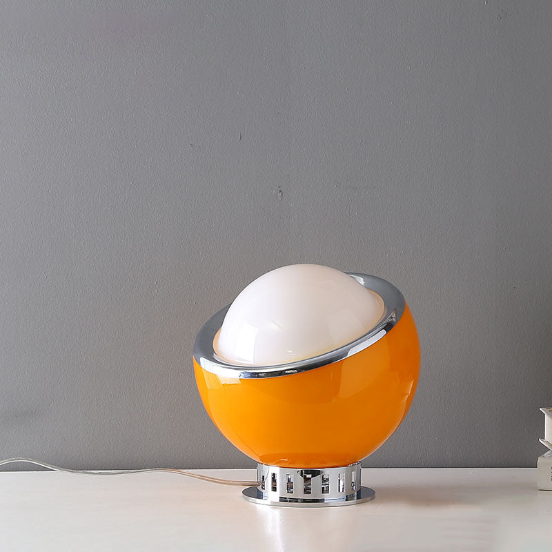 Moderne, bunte, 1-flammige Tischlampe aus Eisenglas mit rundem Kopf 
