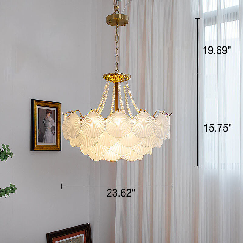 French Light Luxury Petal 3/6/9-Light Inselleuchter aus Glas 