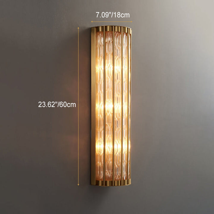 Moderne Luxus rechteckige Halbzylinder Kupfer Glas 2/3 Licht Wandleuchte 
