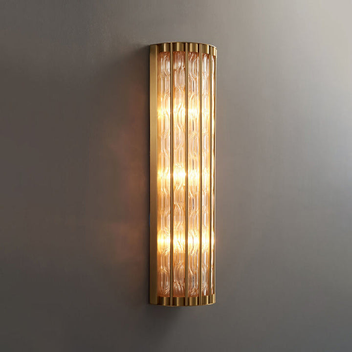 Moderne Luxus rechteckige Halbzylinder Kupfer Glas 2/3 Licht Wandleuchte 