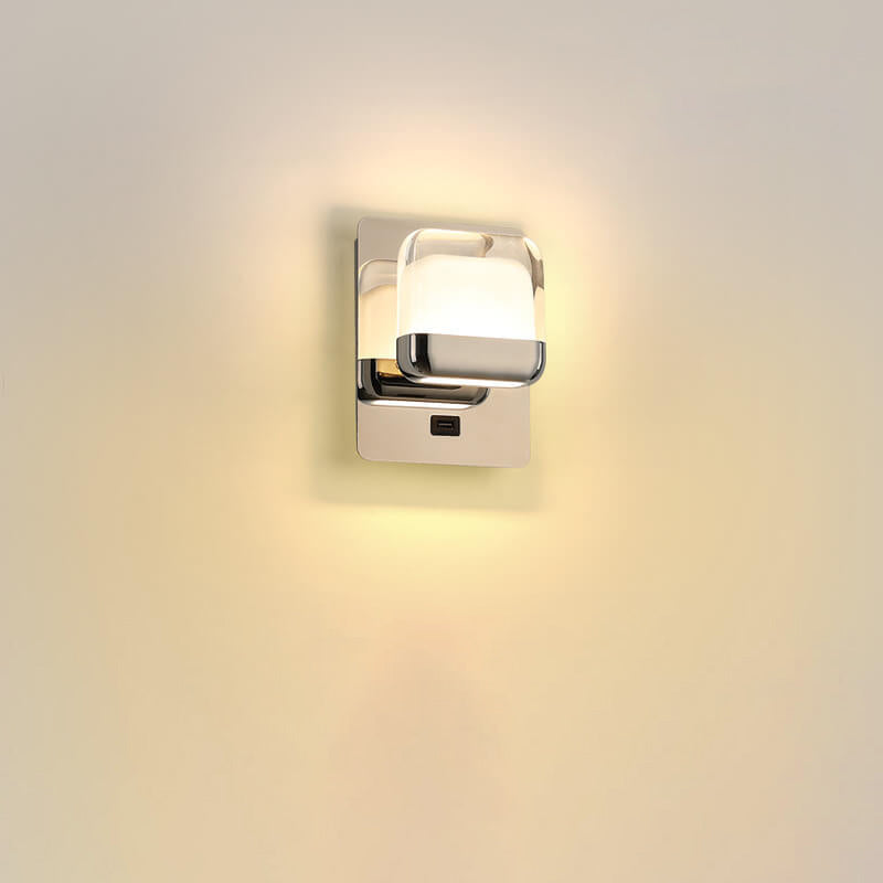 Lampe murale LED carrée en acrylique simple et moderne en acier inoxydable 