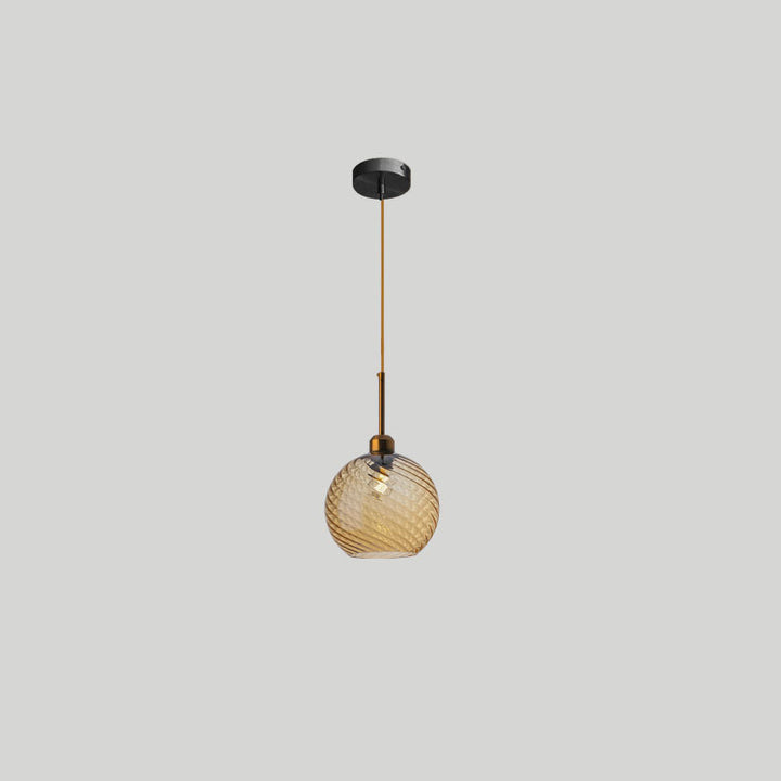 Moderne nordische 1-flammige Pendelleuchte aus Glas und Eisen mit runder geometrischer Struktur für Wohnzimmer &amp; Schlafzimmer 