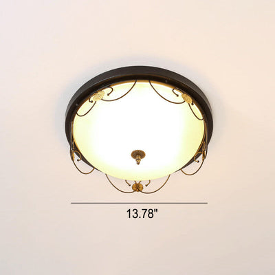 European Vintage Round Bowl 3/4 Light Flush Mount Ceiling Light